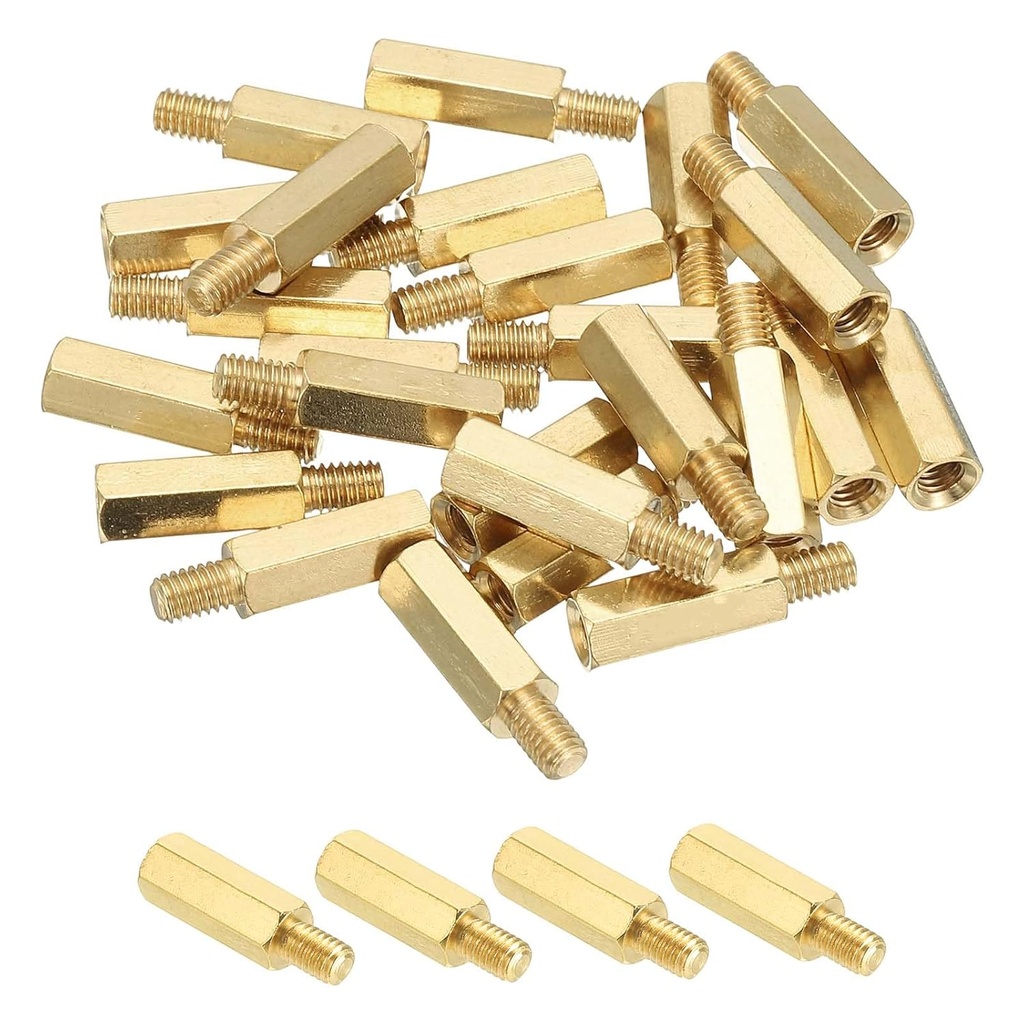 PATIKIL M4 Brass Hex Standoff, 25 Pcs PCB Motherboard Spacer Screws for Drone Quadcopter Computer Build Electronic Projects Circuit Board, Gold (M4 x 15mm+6mm)