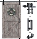 SMARTSTANDARD 6.8FT Sliding Barn Door Hardware Kit (Include 6.8ft Track Kit & Pull Handle Set & Floor Guide), Smoothly and Quietly, Easy to Install, Fit 36"-40" Wide Door Panel (J Shape)