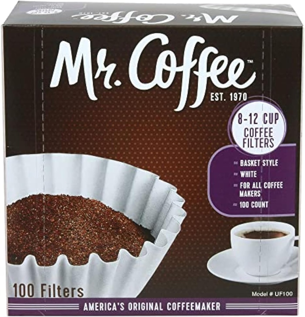 Mr. Coffee 8-12 Cup Coffee Filters, Box, Assorted, 100 Count