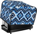 Toaster Cover 4 Slice Blue Ethnic Aztec Geometric Toaster Cover Waterproof Kitchen Small Appliance Covers Microwave Oven Dust-Proof Bread Cover, Women Gift