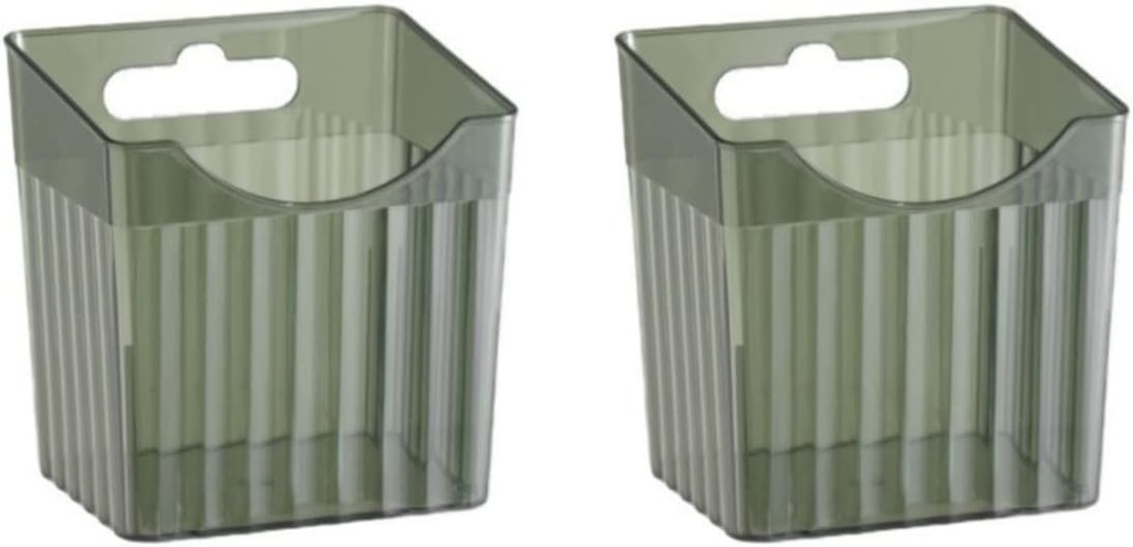 Wall Storage Box Wall Mounted Adhesive,Transparent Plastic Storage Basket Shelf Hanging Basket,Kitchen Ginger Garlic Bathroom Sundry Wall Hanging Basket Desktop Storage Box (2 PCS) (Green)