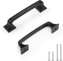 10 Pack Mate Black Cabinet Handles 96mm (3-3/4") Hole Centers - Solid Zinc Alloy Kitchen Cabinet Pulls & Knobs for Drawers, Dressers, Cabinets
