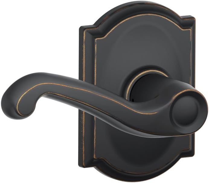 SCHLAGE F10 FLA 716 CAM Camelot Collection Flair Passage Lever, Aged Bronze