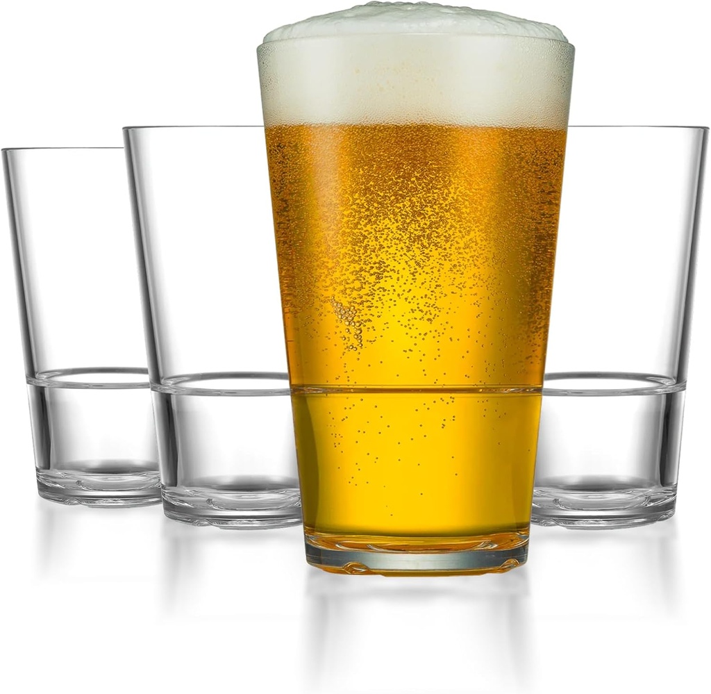 Drinique Caliber Cooler Unbreakable Tritan Tumbler Glasses, 22 oz. (Set Of 4), Clear,CAL-CO-CLR-4