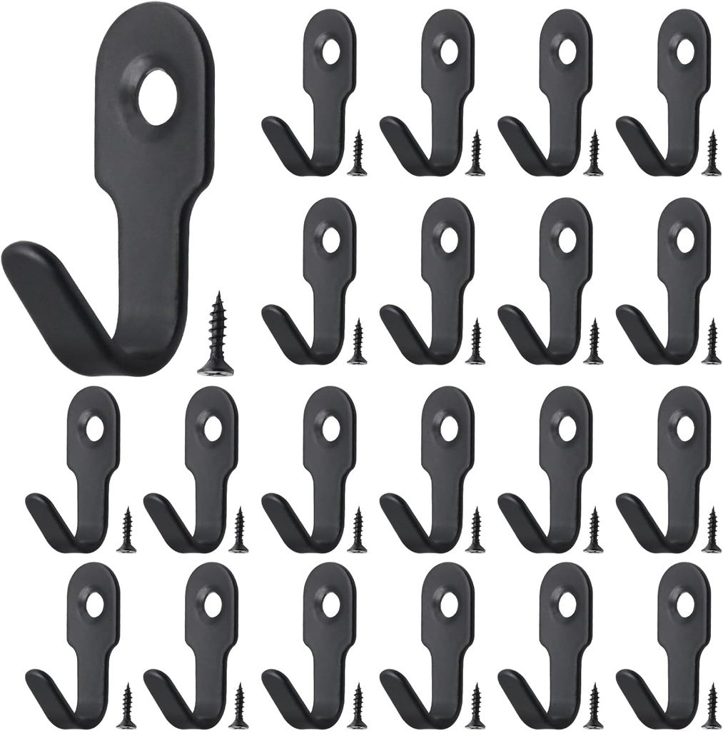 40Pcs Stainless Steel Mini Hook Professional Picture Hanging Hardware Heavy Duty Coat Hooks Wall Mounted Utility Hooks Toilet Pendant Hook (Black)