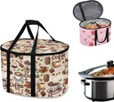 Coffee and Cake Slow Cooker Carrying Bag Reusable Print Slow Cooker Portable Tote Bag for Travel, Easy to Carry and Easy To Transport Round Insulated Casserole Carrier for Picnic