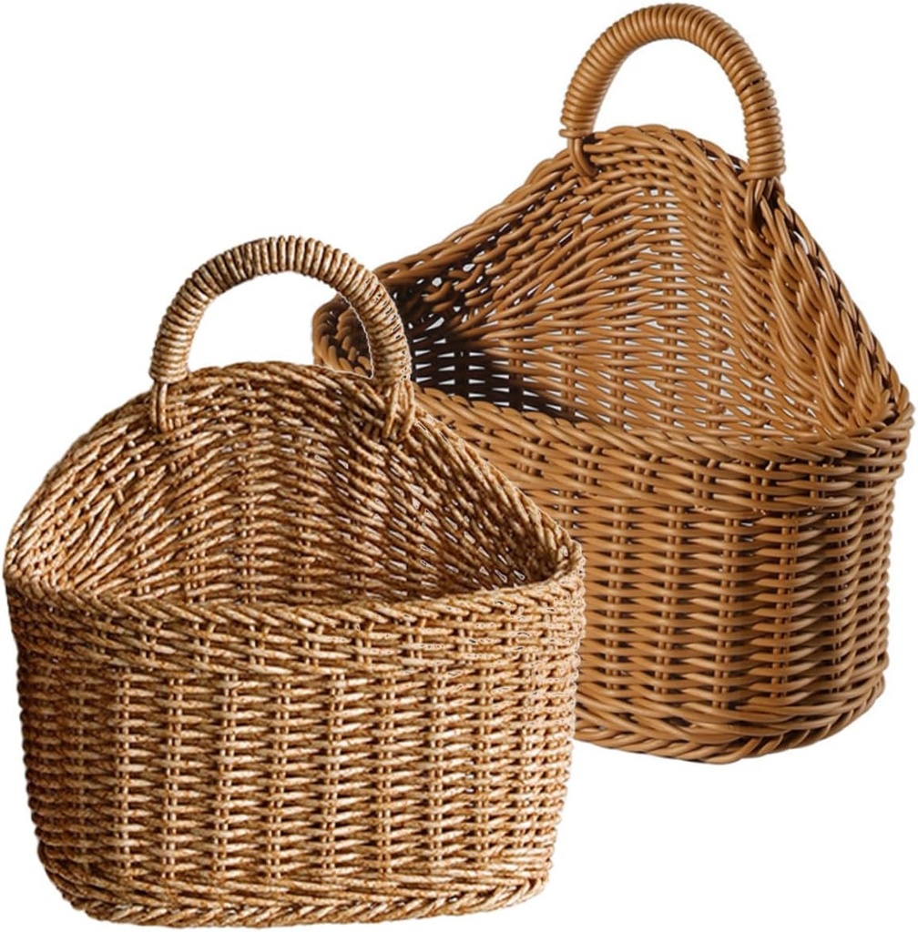 ABOOFAN 2pcs Woven Wall Hanging Basket Kitchen Storage Basket Plant Hanger Indoor Hanging Cutlery Woven Storage