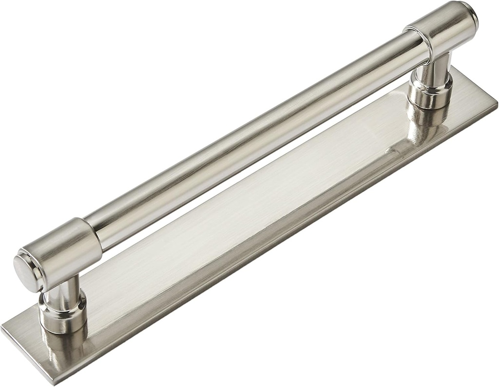 khtumeware 5 Pack 6 Inch（152 mm Center to Center Brushed Satin Nickel Cabinet Pull Backplate with Base Plate Zinc Solid Kitchen Cabinet Handles Drawer Pulls Cabinet Hardware