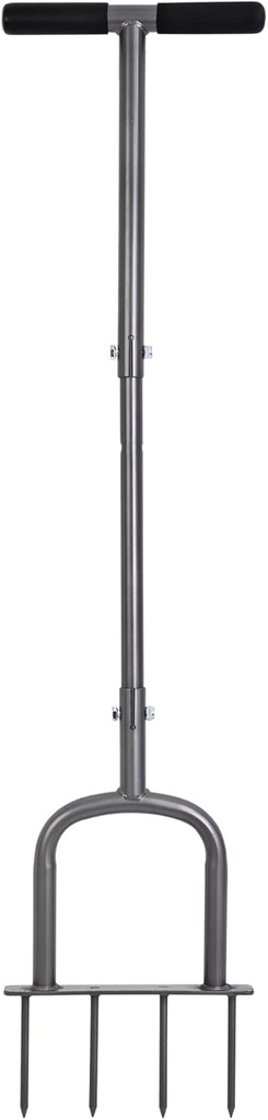 Manual Lawn Aerator for Compacted Soil Aerating - Height Adjustable Handheld Spike Aerator with 4 Steel Tines