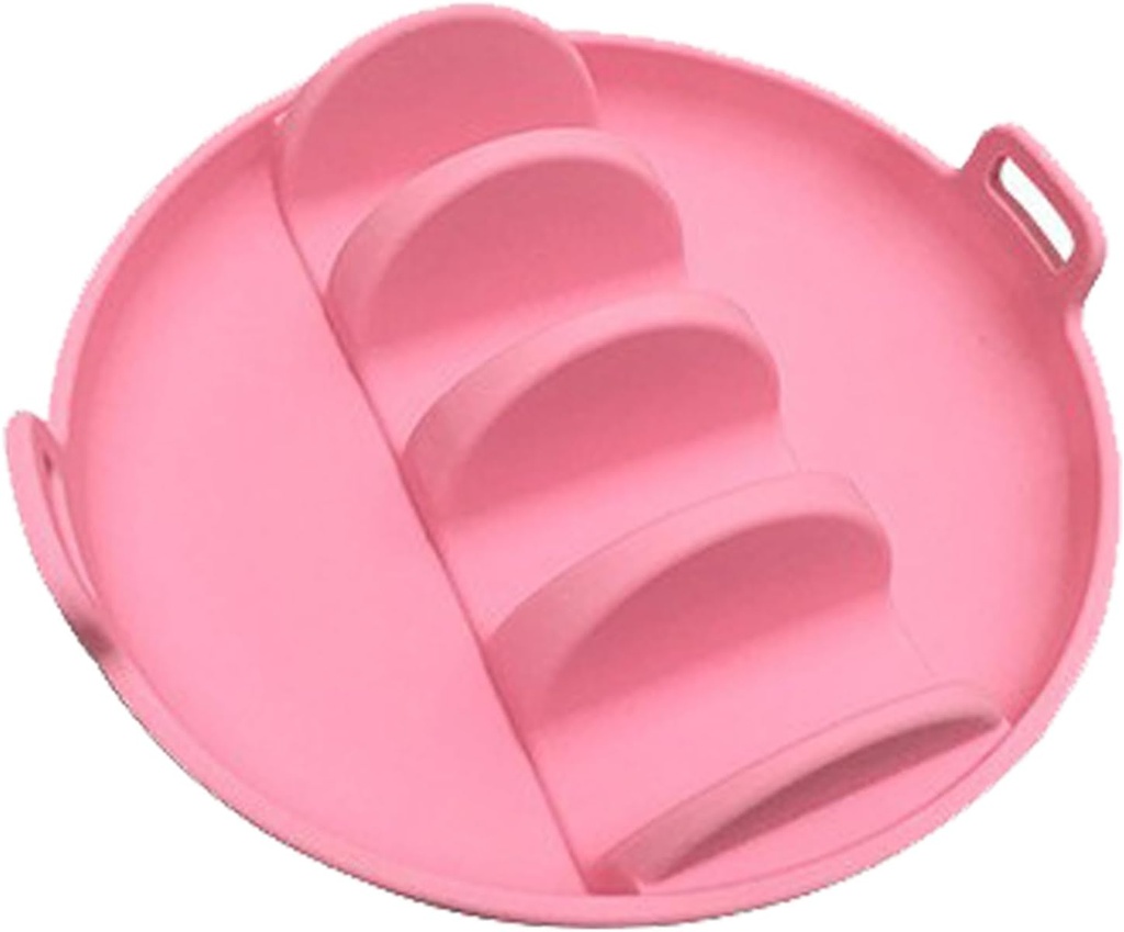 Taco Holder Plates with Dividers, Silicone Taco Stand Set, Non-Slip Taco Tray for Soft & Hard Shells, Dishwasher & Microwave Safe (Pink)