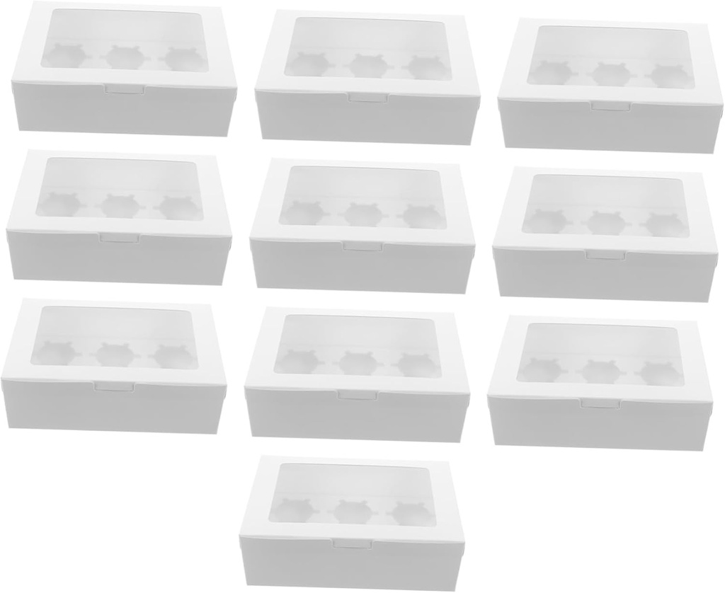 STOBAZA 10pcs Small Bakery Boxes Window Cupcake Containers Candy Boxes Packaging for Baking Desserts