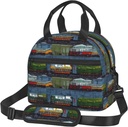 train Cars print Lunch Bag Reusable Insulated Lunch Boxes Cooler Tote Bags For Work Office Picnic Travel