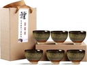 Chinese Ceramic Kung Fu Tea Set of 6, Japanese Tea Cup, Sake Cup, Ceramic Tea Set (Dark Yellow)