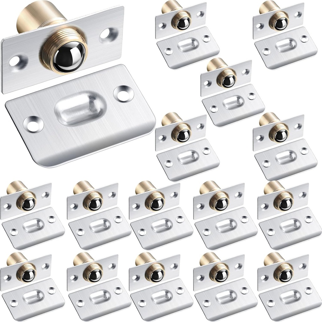 16 Pack Closet Door Ball Catch Hardware Adjustable Ball Catch with Strike Stainless Steel Latch Drive(Silver)