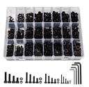 1230PCS Metric Screw Assortment Kit M2 M3 M4 M5, 12.9 Grade Alloy Steel, Hex Socket Head Cap Bolts Nuts Washers Set, Black Zinc Plated Anti-Rust Screws for 3D Printer DIY