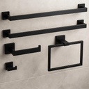 Matte Black 5-Piece Bathroom Hardware Set， INDARE Towel Rack for Bathroom Wall Stainless Steel， Black Bathroom Accessories Set 23.8-Inch