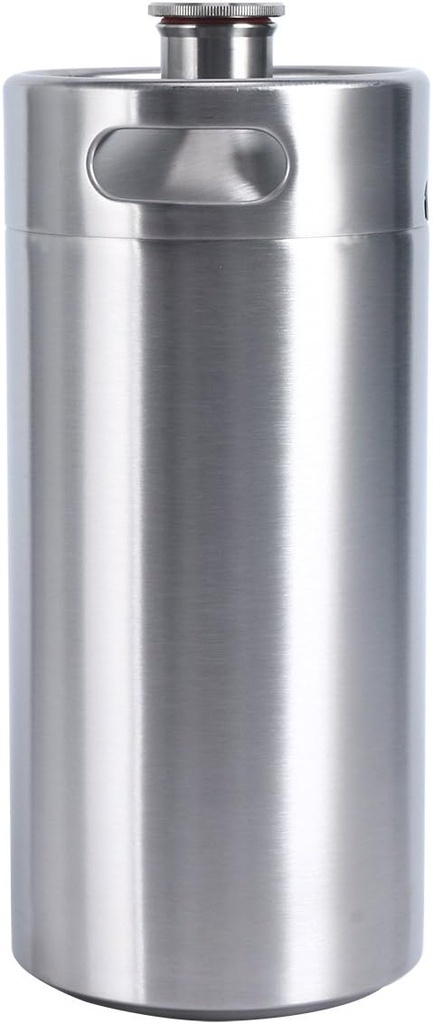 128 OZ Mini Keg Growler Canteen Craft Beer Homebrewing Home Brew Stainless Steel Beer Barrel Silver (128oz)