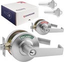 Keyed Entry Commercial Door Handle | Heavy Duty Commercial Door Locks with Indicator | Restaurant, Store, Hospital, Warehouse | Locking Occupied Door Lever Lock with Ke (Silver)