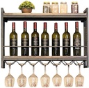 Wine Rack with Glass Wall Wooden Wine Rack, Metal Wall Shelf for Wall Shelf Wine Bottle Holder Vintage Cellar Wine Cellar (Black), 80×20×55cm