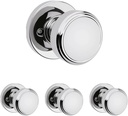 Kwikset Maven Dummy Door Knob, Single Sided Handle for Closets, French Double Doors, and Pantry, Polished Chrome Non-Turning Round Interior Push/Pull Door Knob, with Microban Protection (Pack of 4)