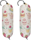 2 Pcs Strawberry Cake Plastic Bag Holder Stars Heart Love Grocery Bag Storage Dispenser Washable Hanging Shopping Bags Carrier Wall Mount Trash Bag Organizer for Kitchen Pantry