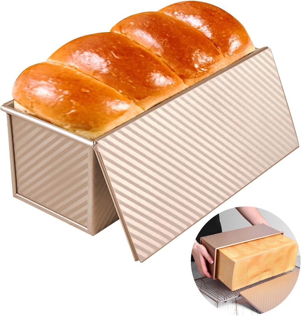 Loaf Pan with Lid Large Capacity Toast Mold Nonstick Bread Mould with Cover Aluminum Alloy Bread Bakeware for Baking Bread Cake Toast etc 2.2lb(1000g)