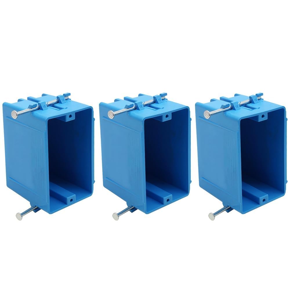 XGYYA 1-Gang 18 cu in,PVC New Work Standard Switch & Outlet Wall Electrical Box,ETL Certification,Blue Electric Boxes for outlets for Residential and Commercial Buildings (3 Pack)