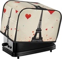 Eiffel Tower Heart Airplane Pattern Toaster Cover 2 Slice, Two Slice Bread Machine Covers Quilted Toaster Dust Cover Universal Size Kitchen Small Appliance Cover With Top Handle