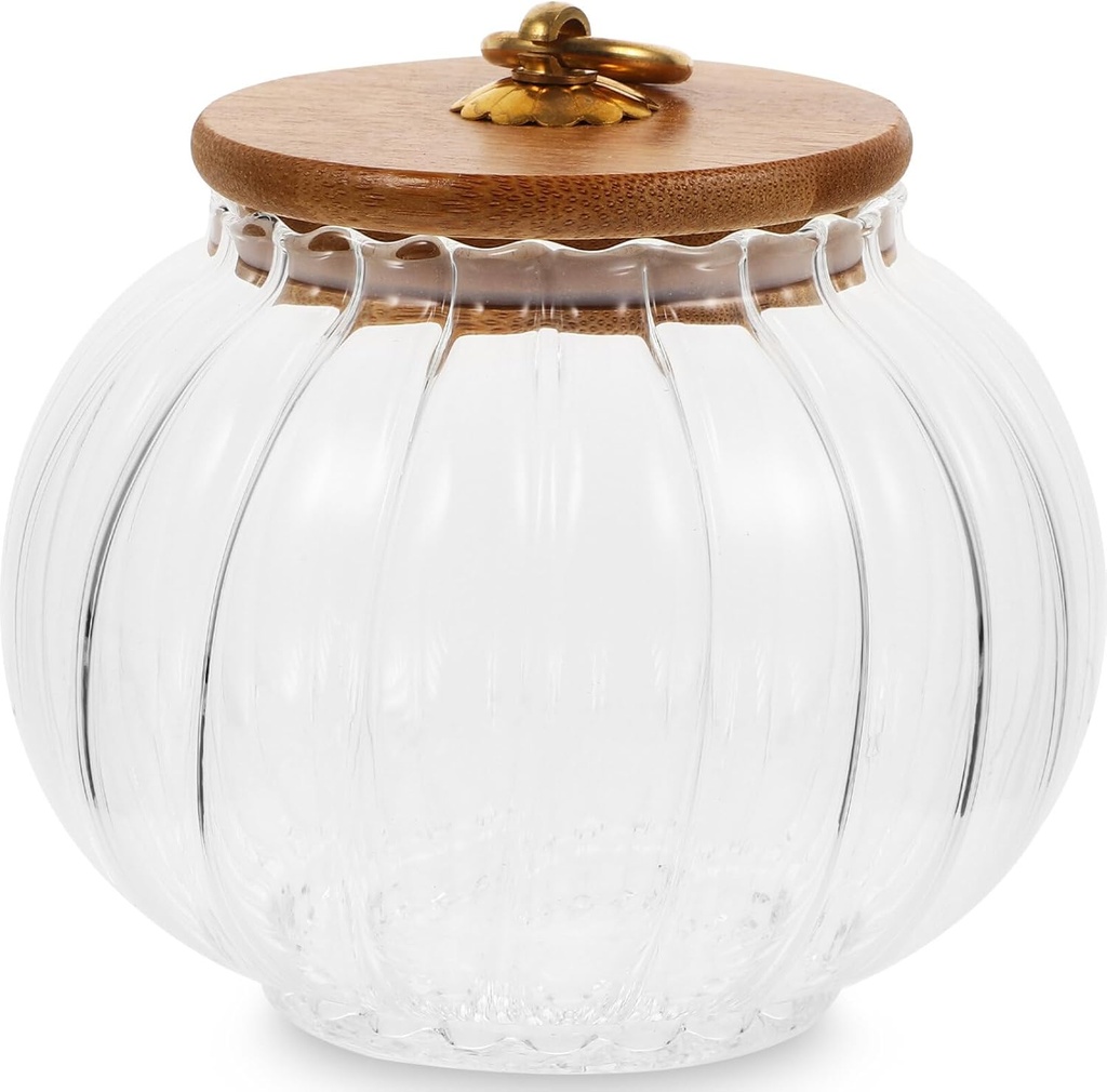 Cabilock Glass Jar with Lid Glass Coffee Nuts Canister Pumpkin Modelling Storage Jar Lid Airtight Sealed Clear Coffee Bean Canister