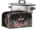Vintage Floral Dragonfly Print Slow Cooker Cover for Crock Pot and Hamilton Beach 6-8 qt Slow Cooker, Washable Kitchen Appliance Cover for Slow Cooker Keep Clean