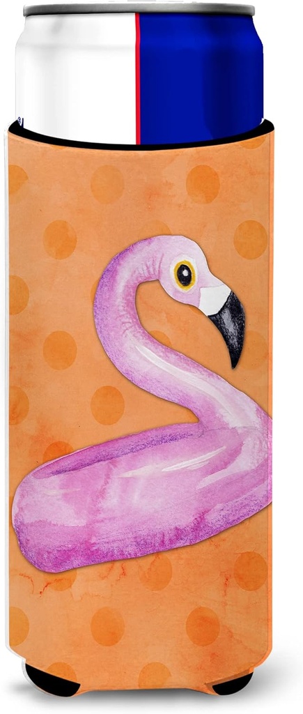 Caroline's Treasures BB8258MUK Flamingo Floaty Orange Polkadot Michelob Ultra Hugger for slim cans, Slim, Multicolor
