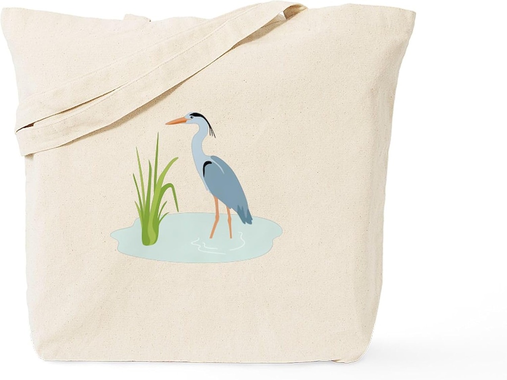 CafePress Blue Heron Tote Bag Reusable Natural Beige Canvas Shopping Bag