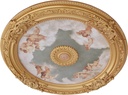 Antique Cherubs Sky Gold Trim Round Chandelier Ceiling Medallion for Home Improvement 36 Inch Diameter Polystyrene Decorative Ceiling Plate Molding