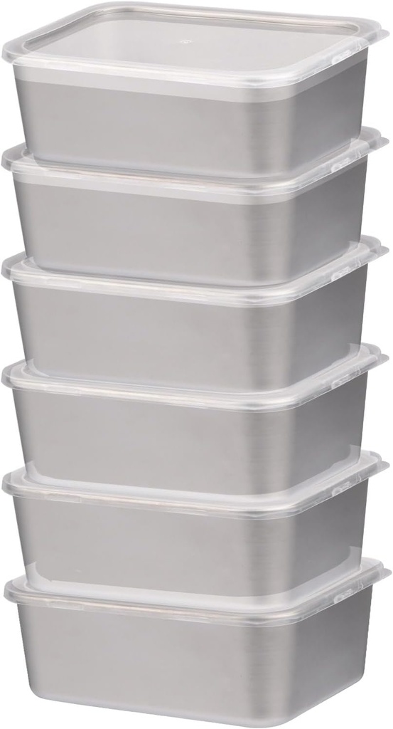 6 Pack Stackable Stainless Steel Pizza Dough Proofing Box With Lid - Homemade Bread Container 650ML