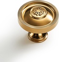 Polished Brass Cabinet Knobs,Gold Dresser Flowers Handle for Bedroom Cupboard Closet Drawer Knobs Bathroom Cabinet Hardware (2)