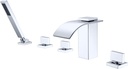 SUMERAIN Waterfall Roman Tub Faucet with Handheld Sprayer, Deck Mount Bathtub Faucet Chrome Finish