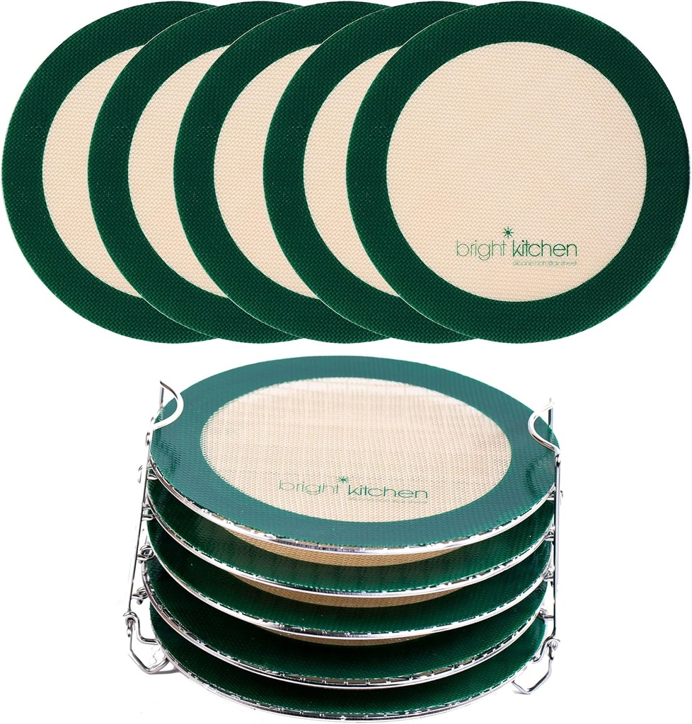 5 Dehydrating Sheets Compatible With Ninja Foodi Dehydrator - 8" Circle Non Stick Drying Herbs Chips Fruit Leather Jerky Food Liner Mats Pressure Cooker