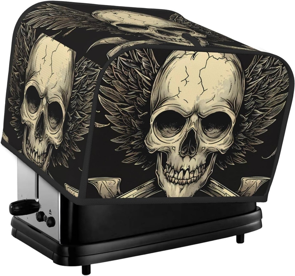 Oven Cover Kitchen Bread Machine Protector,4 Slice Toaster Cover For Home,Fingerprint Coaster Cover,Kitchen Small Appliance,Gothic Winged Skull