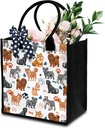 Cute Puppy Doggie Canvas Tote Bag For Women - Travel, Shopping, Gym - Dog Lover Gift With Ribbon - Aesthetic Beach Tote Bag For Women Dog Owners Friends