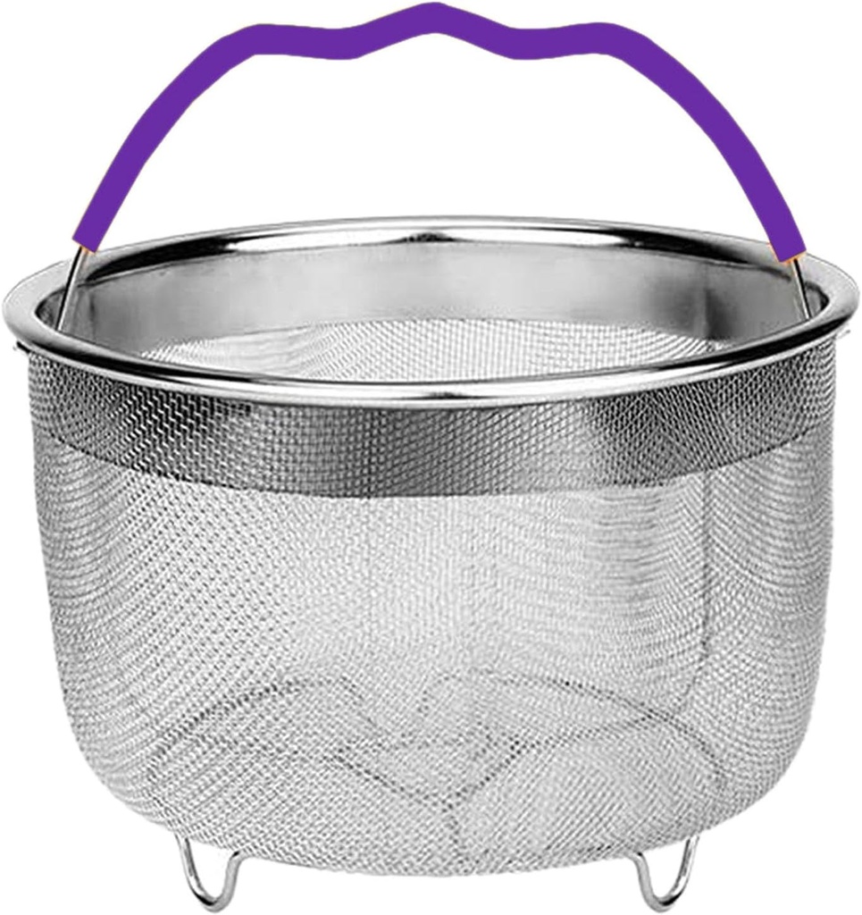 Steamer Basket, for 6 qt quart Instant Pot Accessories, Stainless Steel Mesh Strainer Compatible with Instant Pot and Other Pressure Cookers Mesh Net Strainer Basket with Folding (Purple)