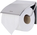 Brabantia Renew Toilet Roll Holder (Brilliant Steel) Left & Right Handed Use, Drill/No-Drill Install, Rust-Free Bathroom Paper Dispenser