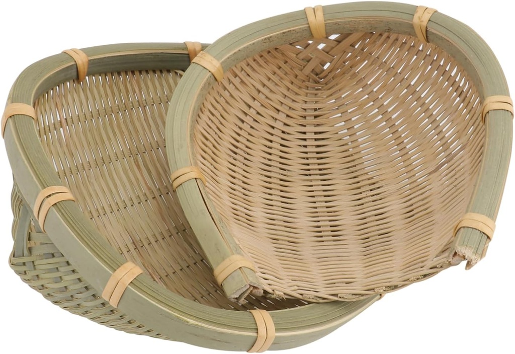 BESTOYARD 2pcs Handmade Bamboo Basket Set Vegetable Holder Woven Kitchen Storage for Fruits and Vegetables Decorative and Functional