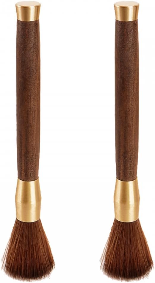 2PCS Coffee Brush, Coffee Grinder Cleaning Brush Machine Cleaning Tool with Wood Handle & Natural Soft Bristles for Home Kitchen