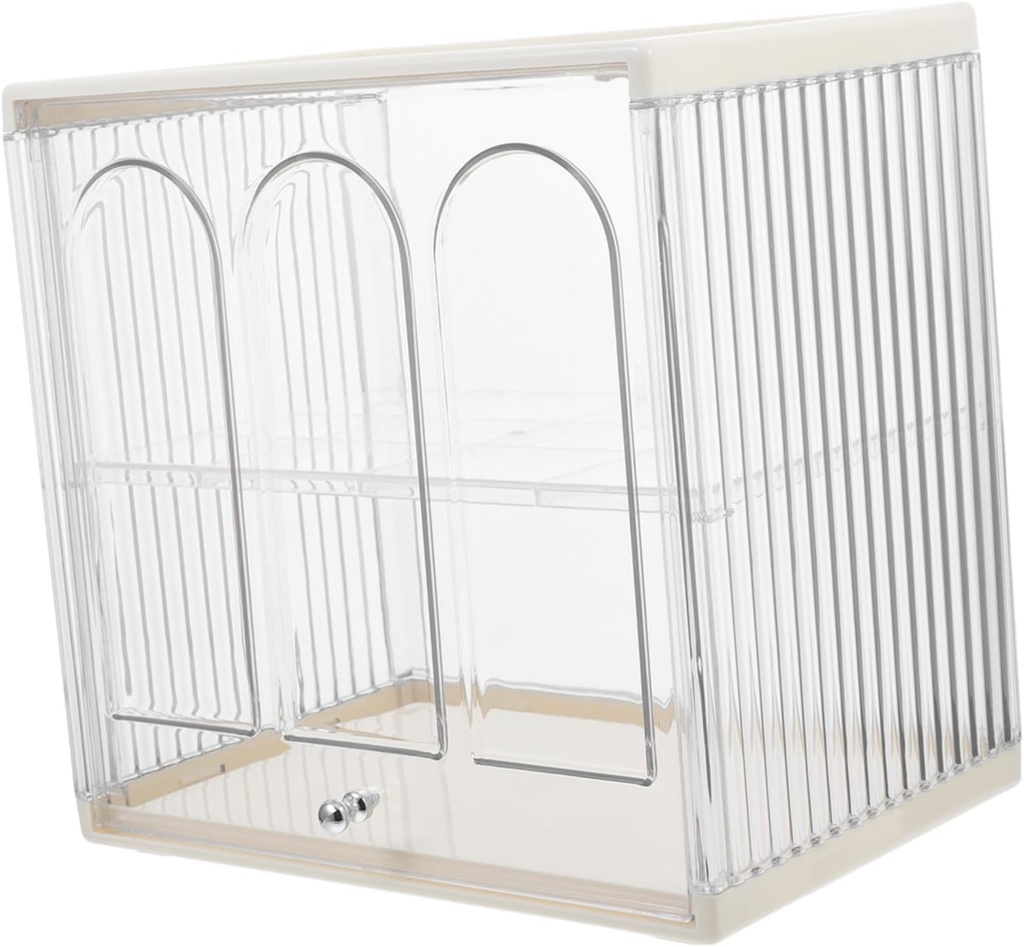 Double Layer Bread Box with Window Clear Airtight Storage Container for Homemade Bread Stylish Retro Design Easy to Clean Organizer for Kitchen Countertop