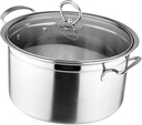 Stainless Steel Soup Pot with Dual Handles 2.5 Quart Flat Bottom Cooking Pot for Induction and Electric Stoves Practical Stockpot for Home Cooking