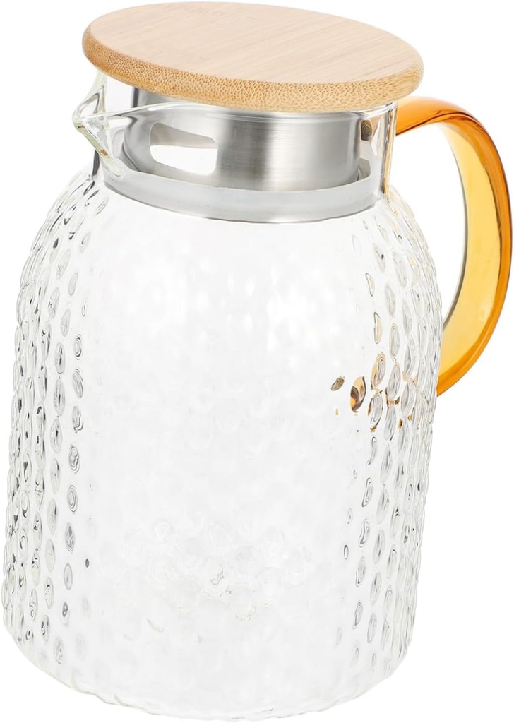Large Capacity Cold Kettle Glass Drink Pitcher Lid Water Jug Handle Hot Water Carafe Iced Tea Pitcher