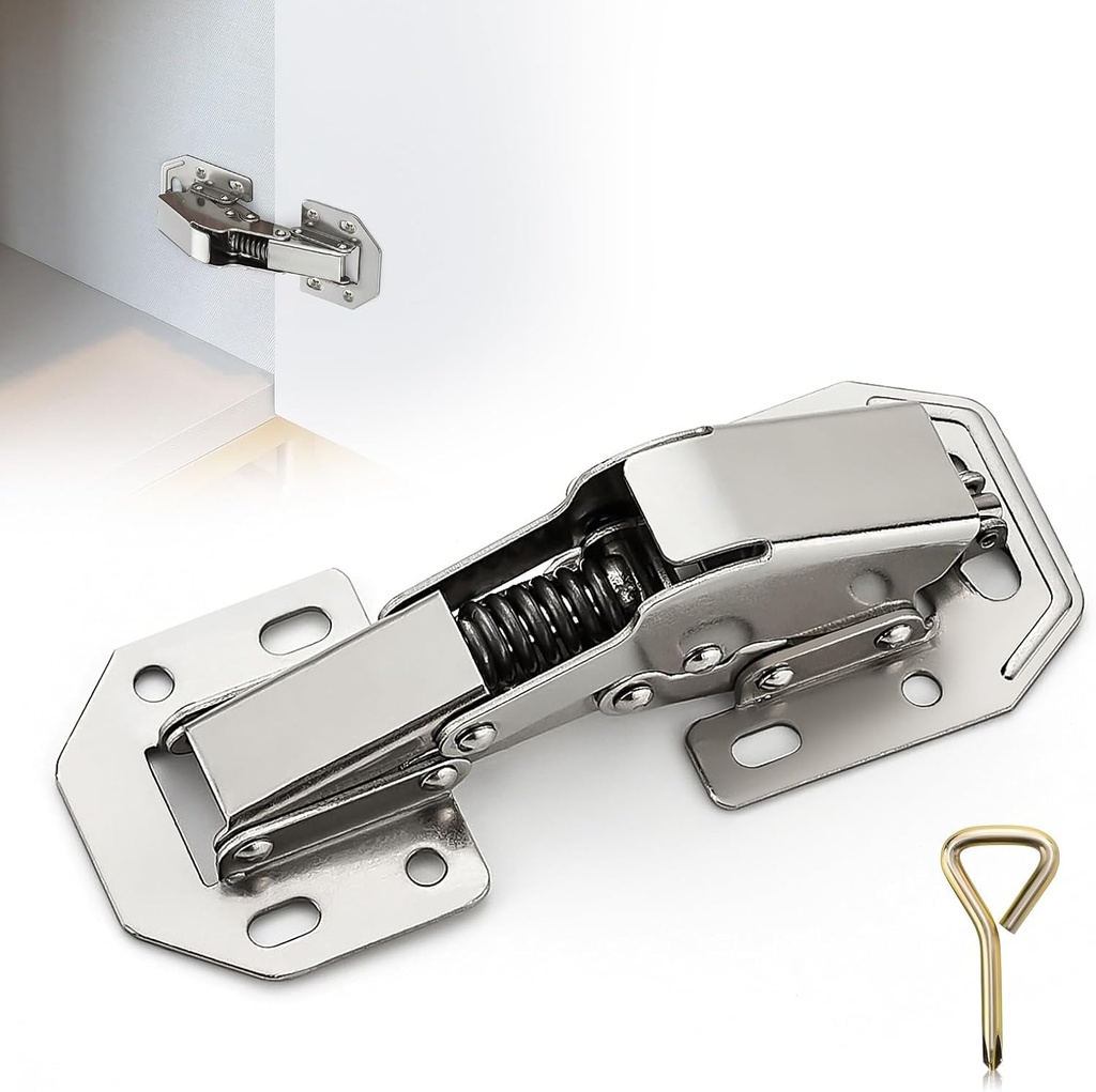 Ravinte 4 Pack Soft Close Hidden Hinges Surface Mount Kitchen Cabinet Hinges, No Pre-drilled Heavy Duty for Kitchen Cabinet Cupboard Door