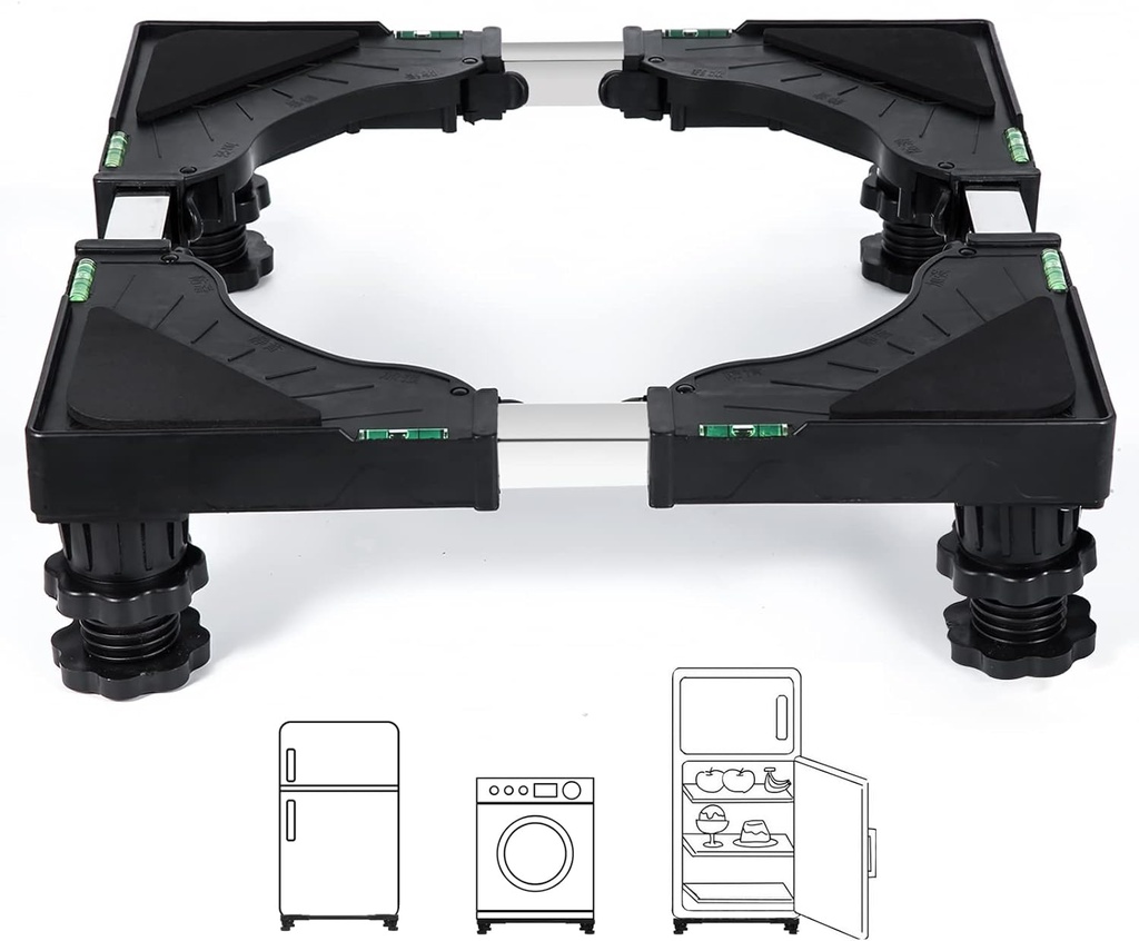 Nefish Mini Fridge Stand Universal Raised Base Adjustable Refrigerator Stands with 4 Strong Feet Washing Machine Pedestal Multi-Functional Bases for Dryer (Black)