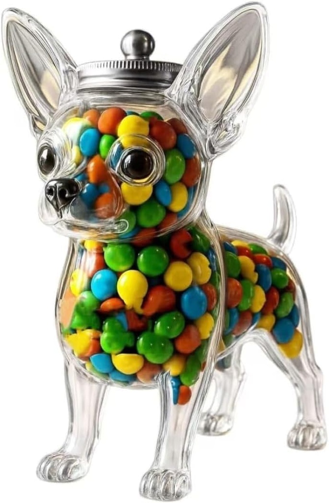 Chihuahua Candy Jar Sealed Glass Chihuahua Cookie Jar Dog Candy Dish Cute Chihuahua Glass Candy Jar for Treats and Sweets Ideal Pet Gift Perfect for Home Decoration and Organizing Snacks