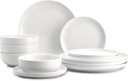 Zulay Kitchen Nova Porcelain Dinnerware Set, Service For 6 - Chip & Scratch Resistant White Plates And Bowls Sets - Microwave & Dishwasher Safe - White